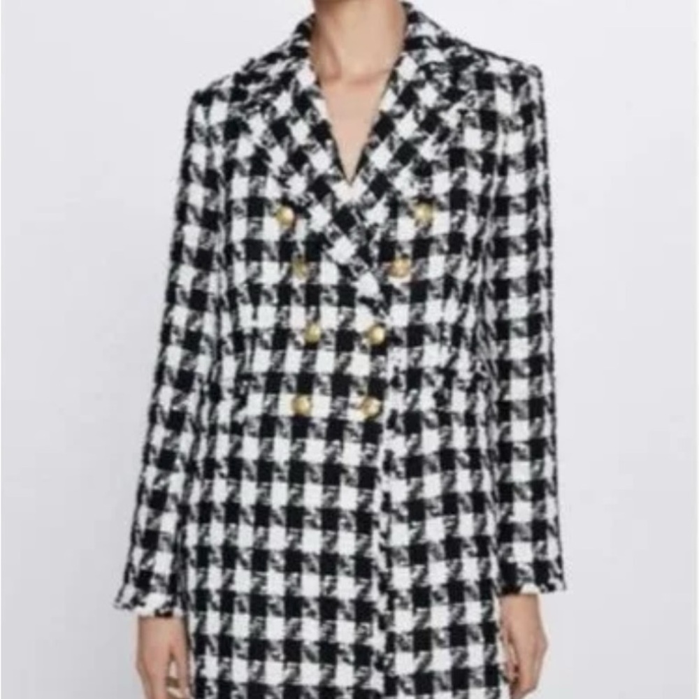 Zara Black and White Checkered Designer Inspired Blazer